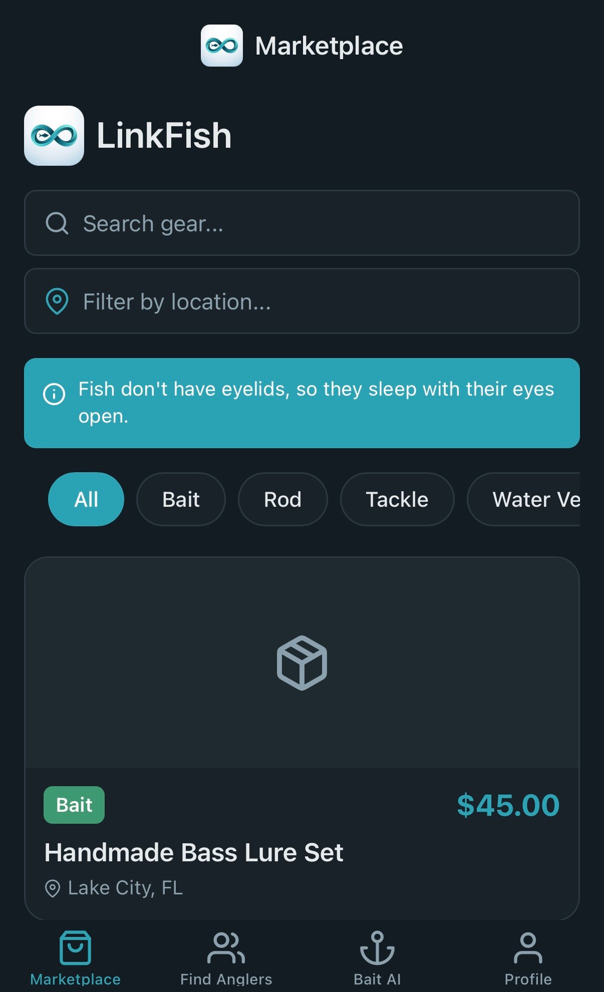 Marketplace screen